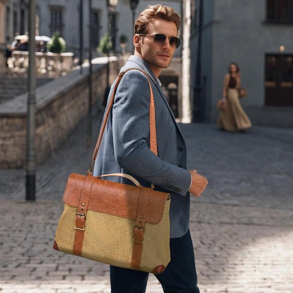 Adjustable Straps Brown Laptop Messenger Bag – Stylish & Secure Crossbody Case - Picture 7 of 7